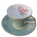Vtg Aynsley Teacup & Saucer Bone China Pink Roses Sage Mint Corset Shape