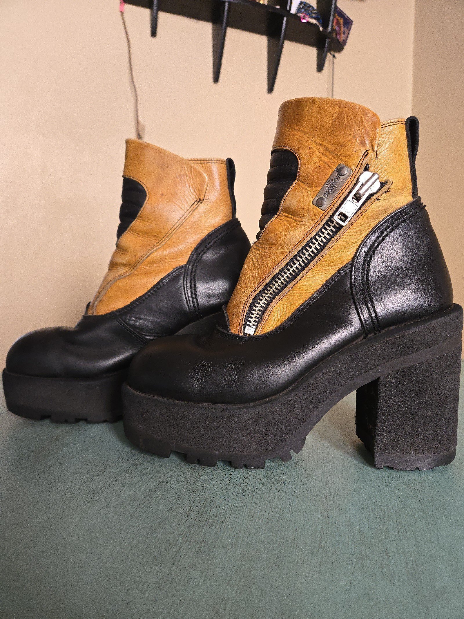 *☆*RARE Y2K VINTAGE DESTROY PLATFORM ZIP BOOTS*☆*