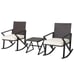 3PCS Patio Rattan Wicker Rocking Chairs Table Bistro Set Cushioned Rocker Garden