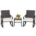3PCS Patio Rattan Wicker Rocking Chairs Table Bistro Set Cushioned Rocker Garden