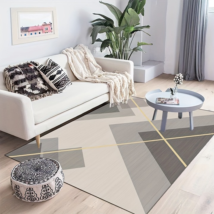 1pc Luxury Soft Modern Geometric Area Rugs Extra Comfy Dove Velvet Contemporary