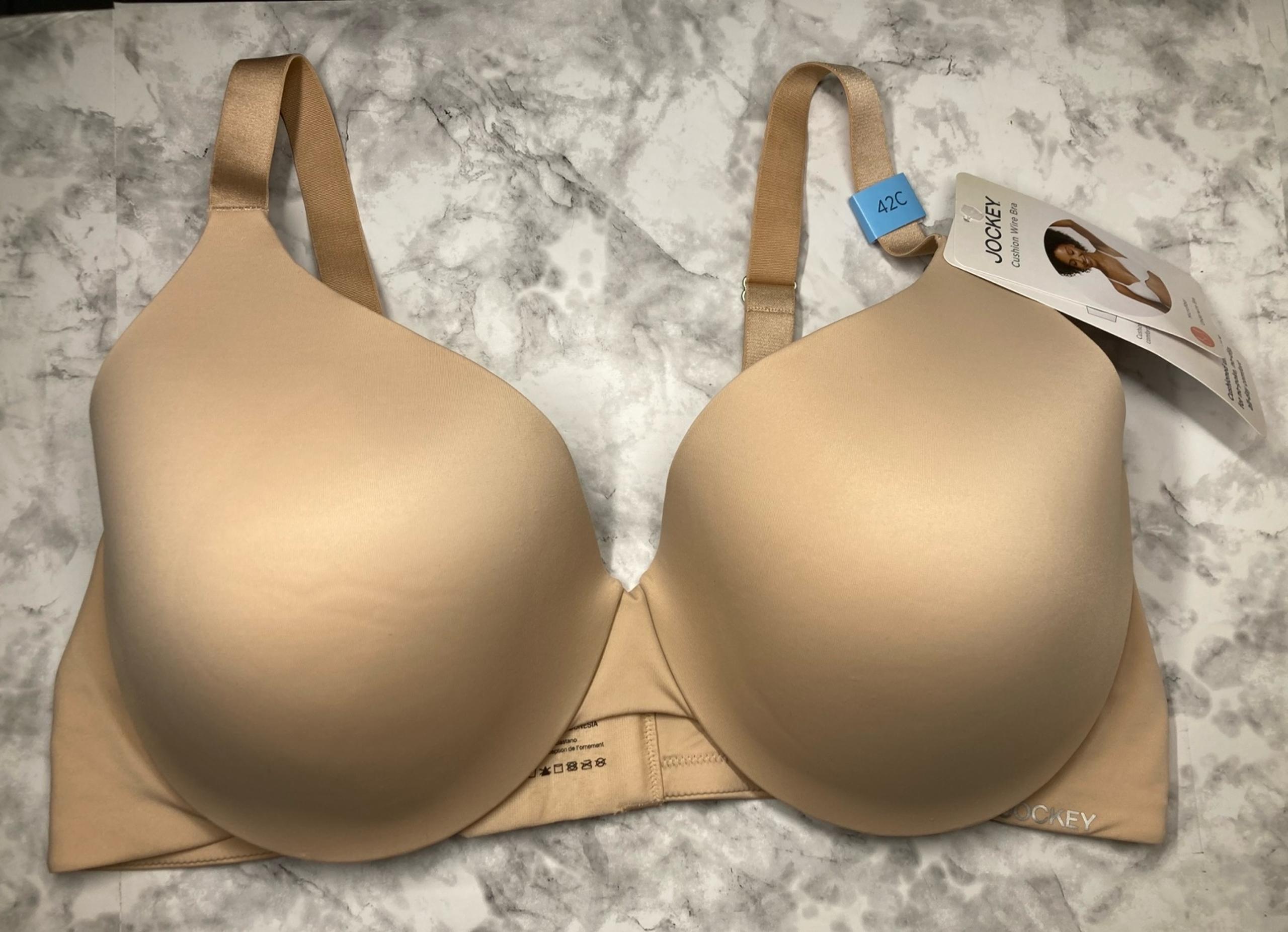 NWT Womens Jockey Cushion Wire Bra Size 42C Beige Back Smoothing Underwire