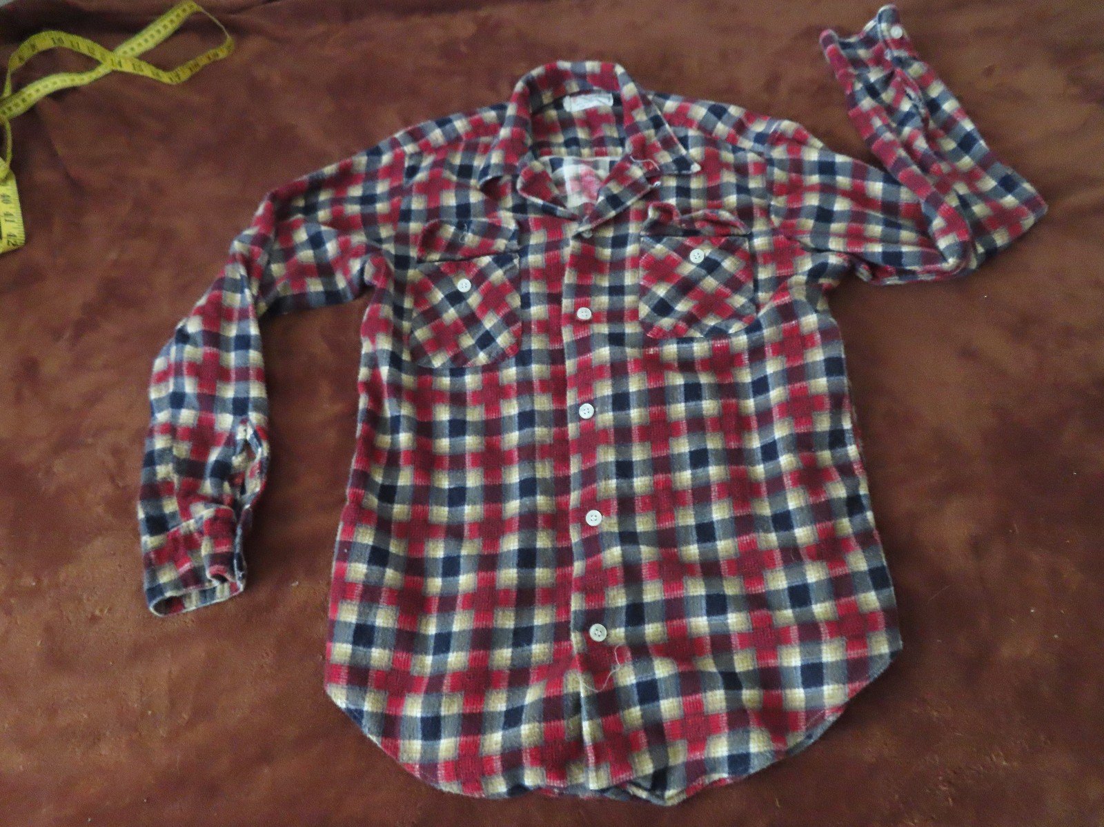 Vintage rare 50s plaid loop collar pierone made in singapore sz m pier 1