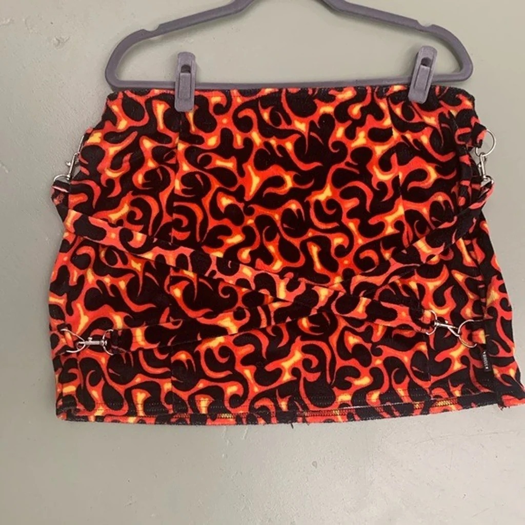 Faux Fur Flame Mini Skirt by Serious Clothing