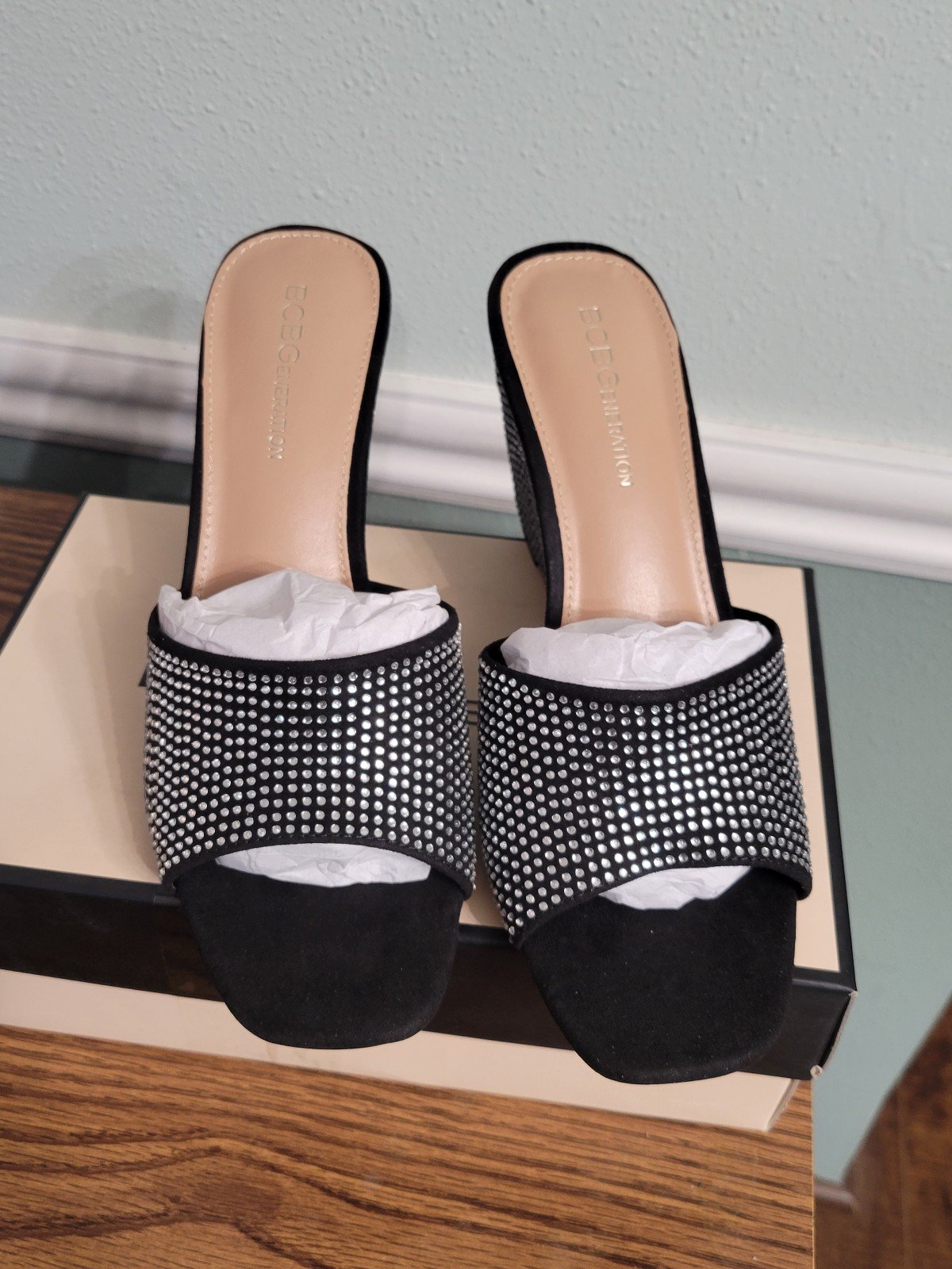BCBGeneration Giani Rhinestone Embellished Wedge Sandals