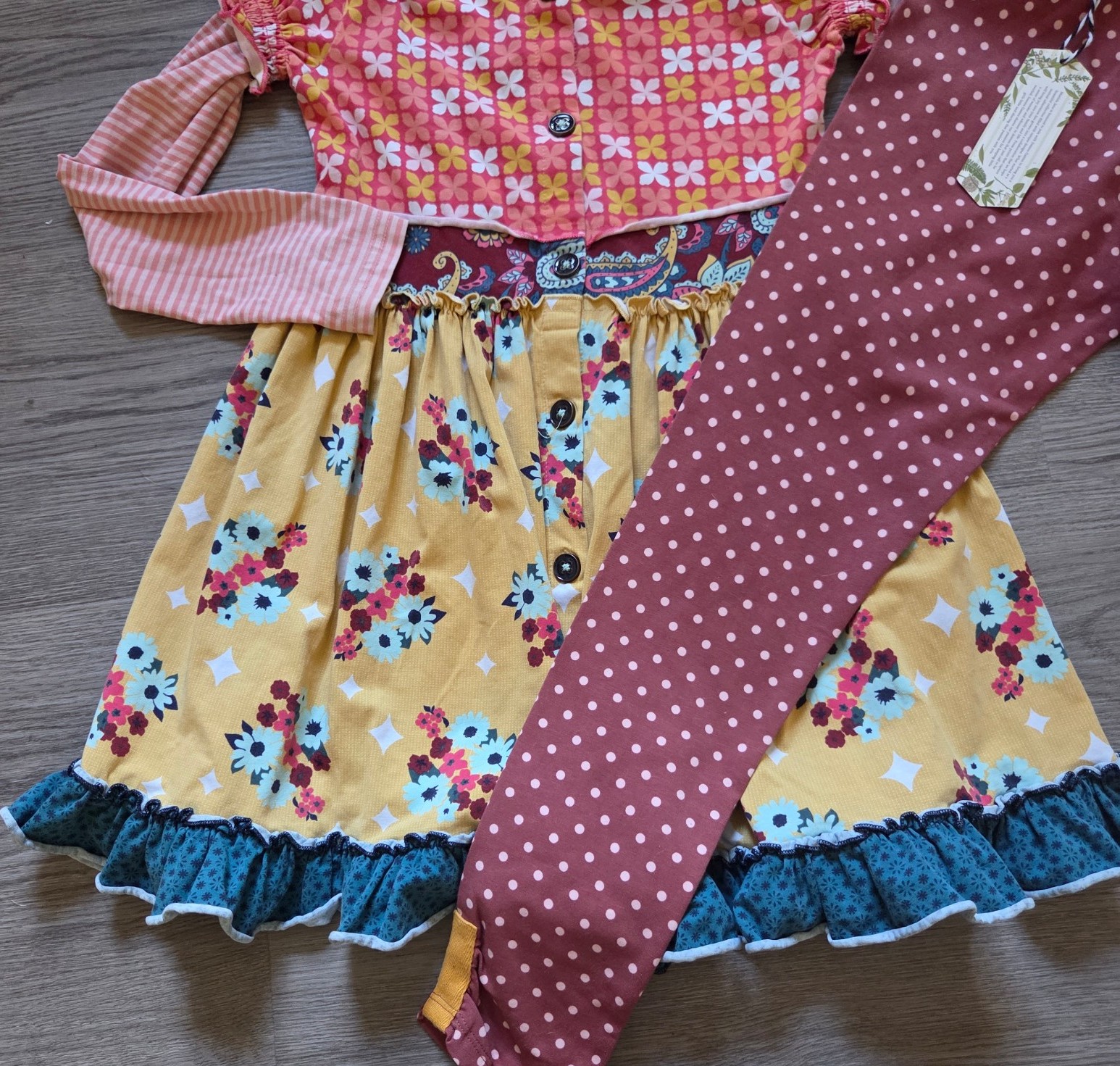 Matilda Jane 8 ANNIKA Fall FLORAL Ruffled TWIRL Dress & Leggings Set NWT/VERY EX