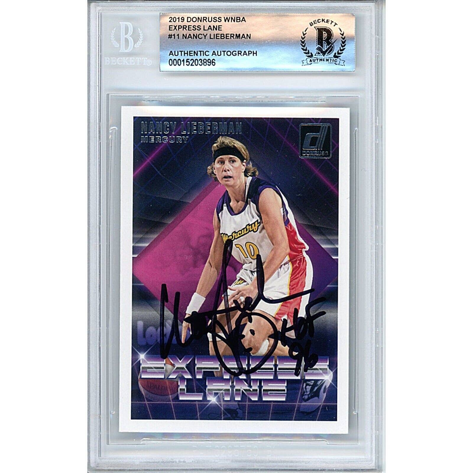 Nancy Lieberman Phoenix Mercury Signed 2019 Donruss WNBA Basketball Card Beckett