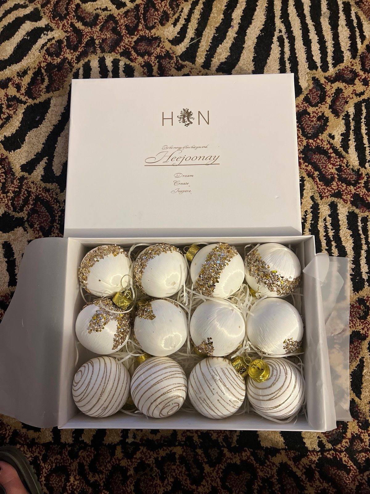 heejoonay Christmas Silky 2010 Ball Ornaments with gold accent Retail $299