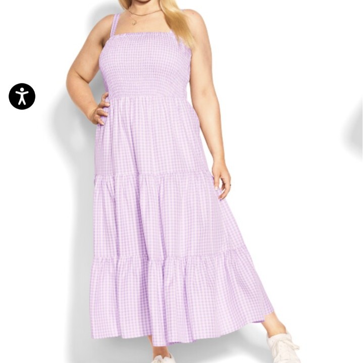 Purple Gingham Smocked Maxi Dress