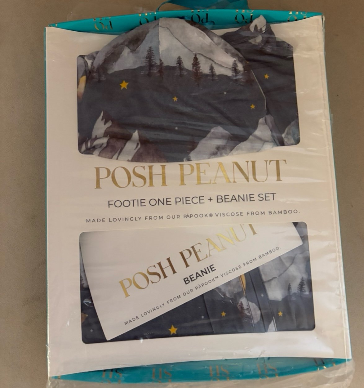 New in box posh peanut forester footie beanie set 0-3m