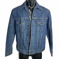 Vintage Levis Red Tab Trucker Jacket 36 Med Wash Denim Jean Button Up Pockets
