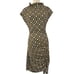 Anthropologie Maya Ruched Mini Dress Cowl-Neck Stretch Printed Gold White 1X NWT