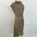 Anthropologie Maya Ruched Mini Dress Cowl-Neck Stretch Printed Gold White 1X NWT