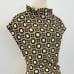 Anthropologie Maya Ruched Mini Dress Cowl-Neck Stretch Printed Gold White 1X NWT