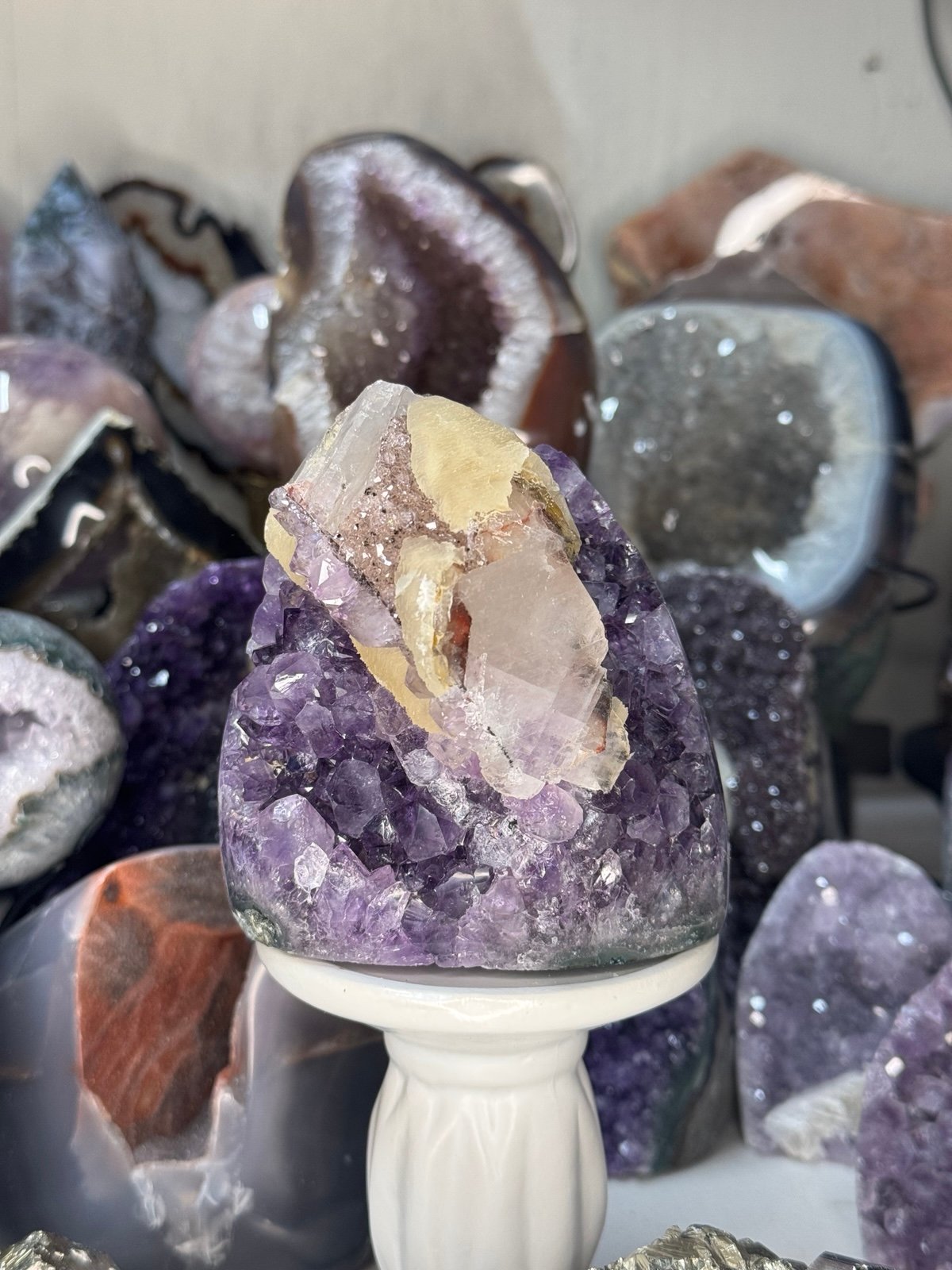 Amethyst with Calcite Cutbase #3