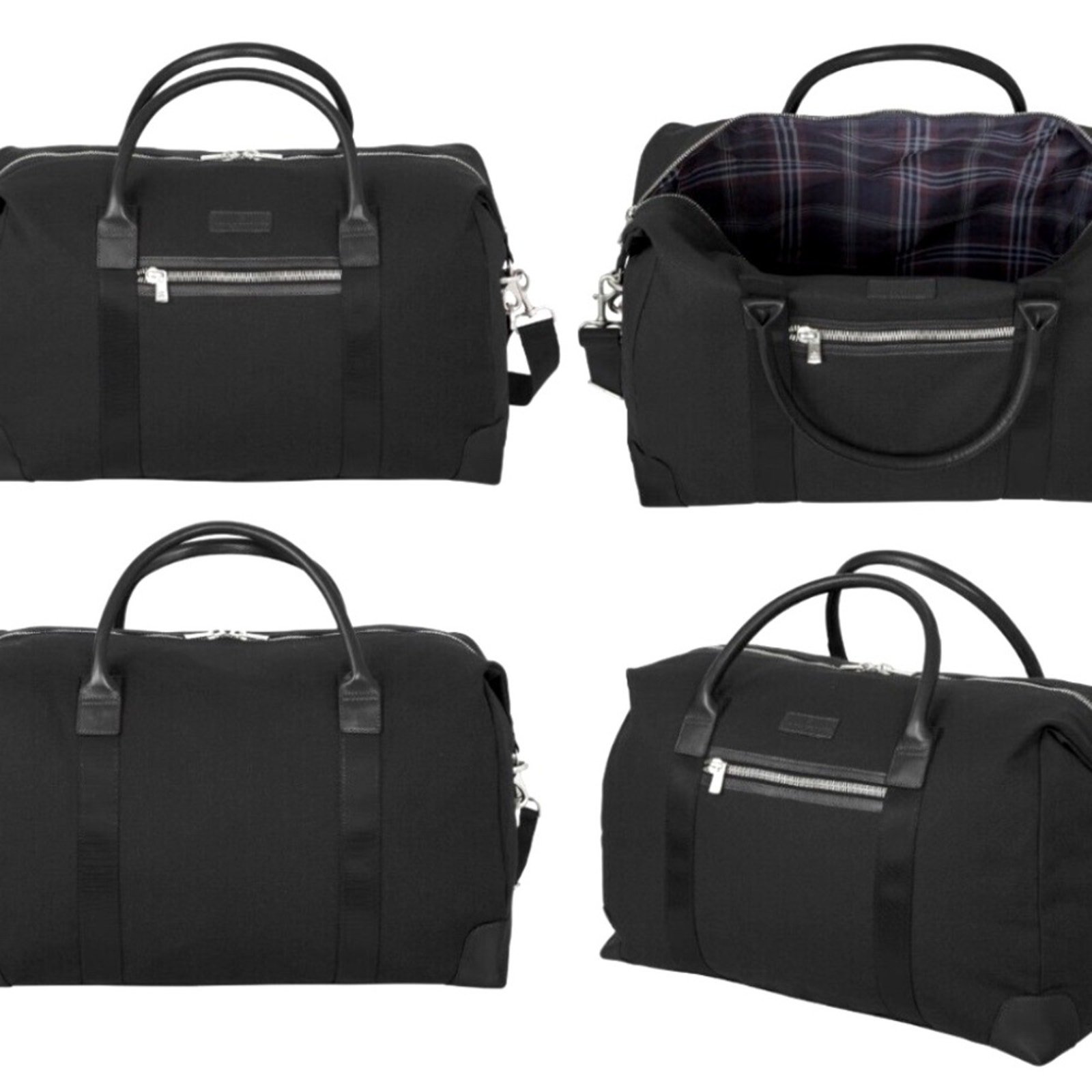Brooks Brothers -NWOT Men’s Wells Duffel Black Travel /golf bag canvas & leather