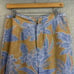 Amuse Medium Brown Blue Tropical Floral Print High-Waist Flowy Pants Linen Blend