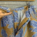Amuse Medium Brown Blue Tropical Floral Print High-Waist Flowy Pants Linen Blend