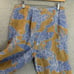 Amuse Medium Brown Blue Tropical Floral Print High-Waist Flowy Pants Linen Blend