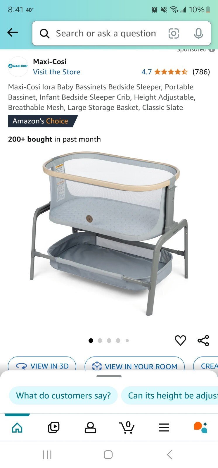Maxi-Cosi Iora Baby Bassinets Bedside Sleeper, Portable Bassinet, Infant Bedside