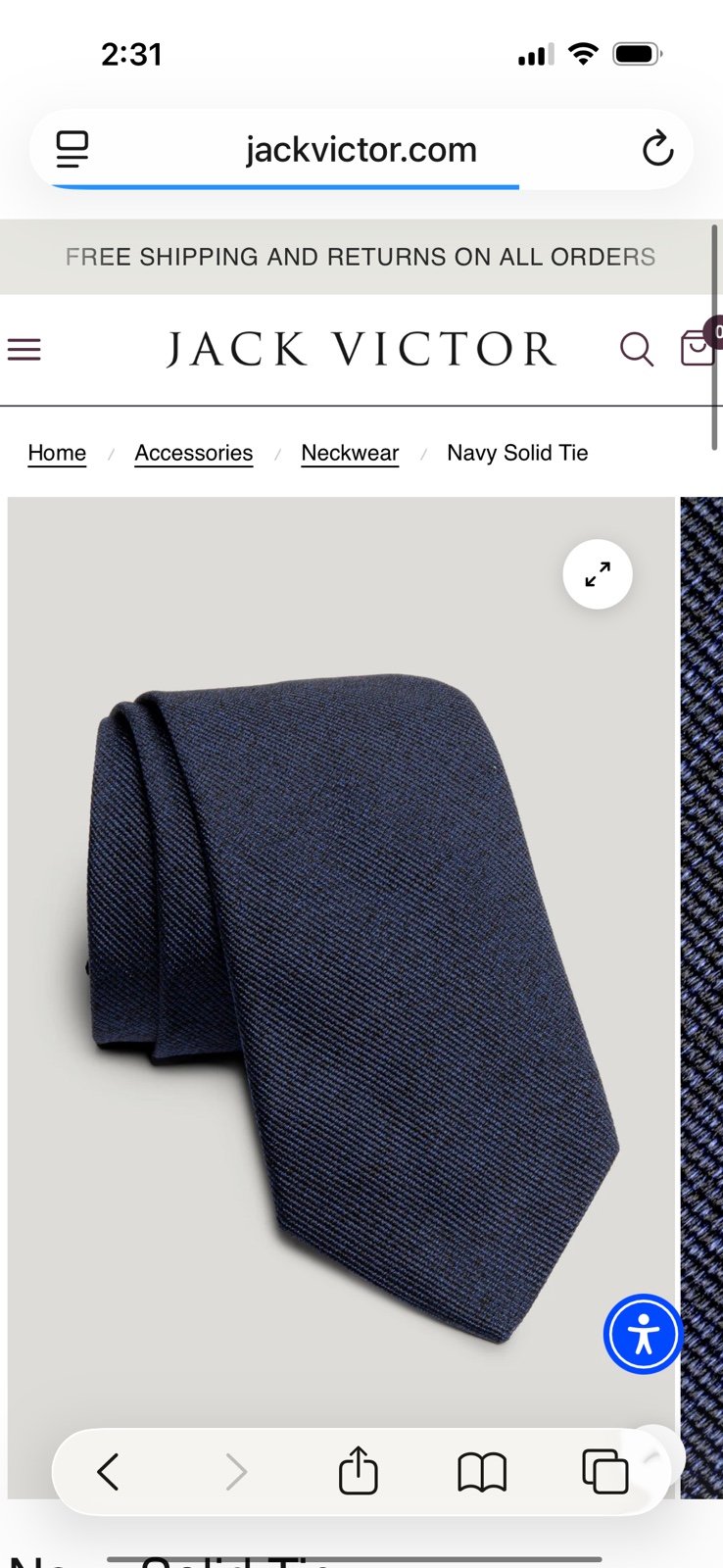 BNWT Jack Victor Bowman Tie Navy