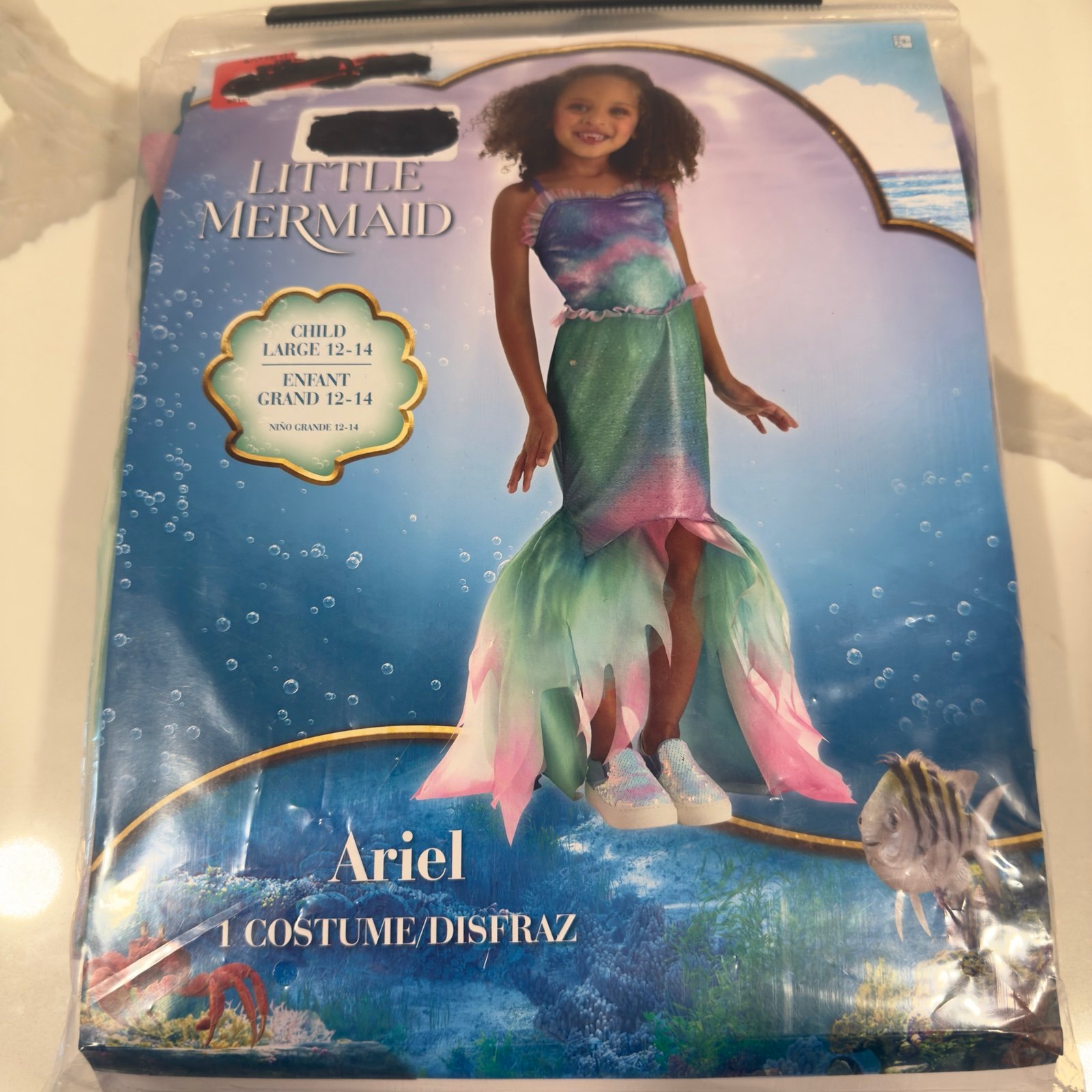 Disney The Little Mermaid Child Ariel Halloween Costume large 12-14 Brand New