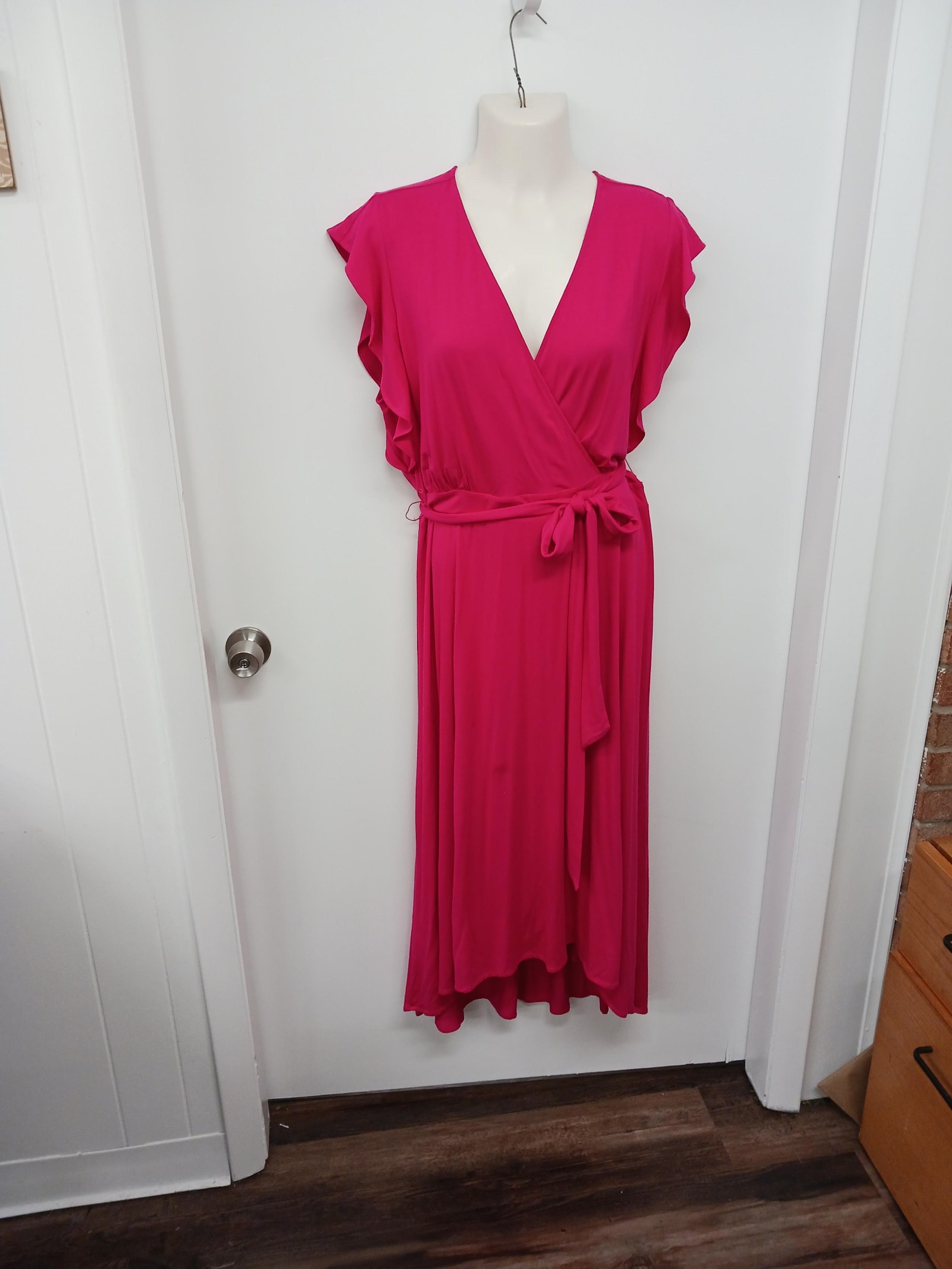 Limited Hot Pink Womens Midi Dress