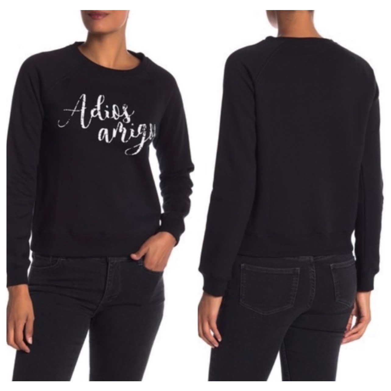 Rebecca Minkoff Adios Amigos novelty black graphic pullover sweatshirt sz small