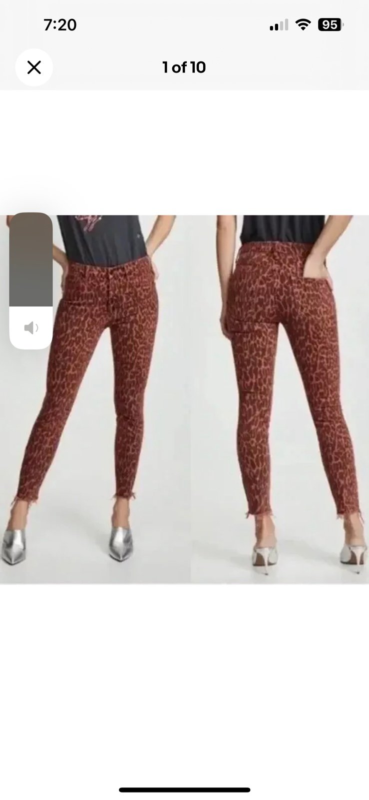 MOTHER Womens Jeans Size 28 Orange Leopard Skinny High Waisted Looker Ankle Fray