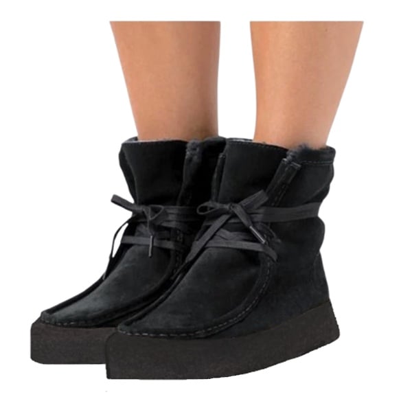 Clarks Wallabee Cup Hi Square Moc Toe Lace Up Black Suede Leather Size 8