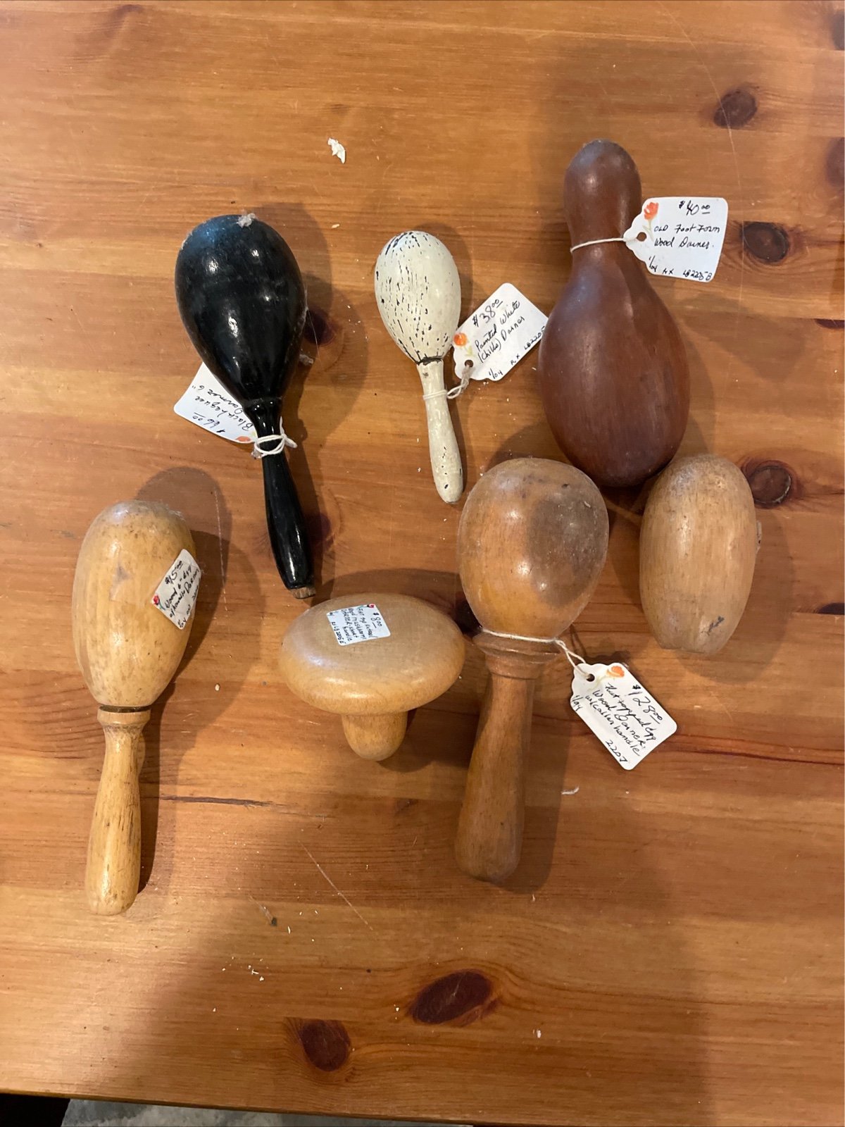 lot of vintage wood DARNER WITH HANDLE DIFFERENT SIZES AND SHAPES