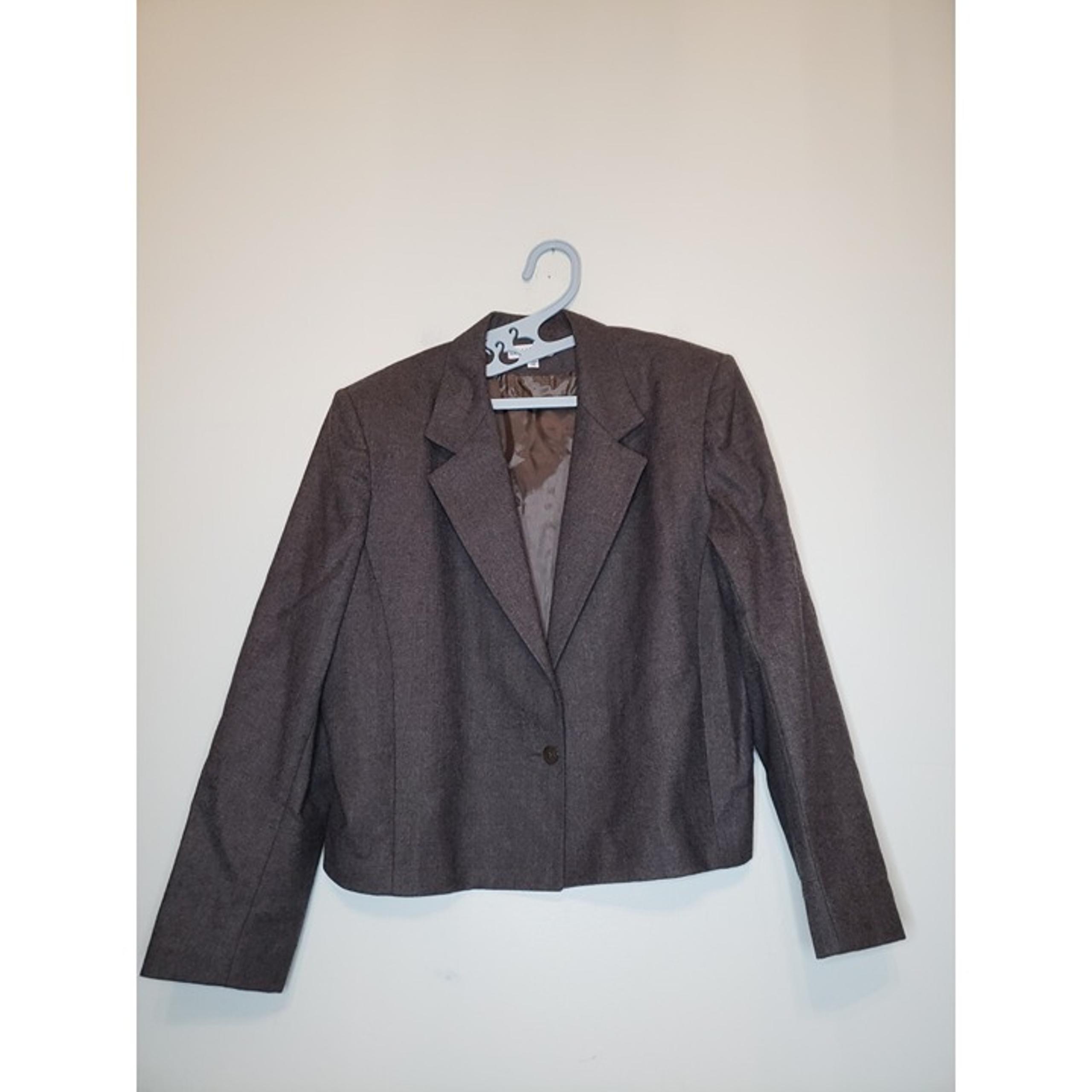 Vtg David Brooks Womens 14 Blazer 100% Pure Wool Gray Winter Fall Office Classic