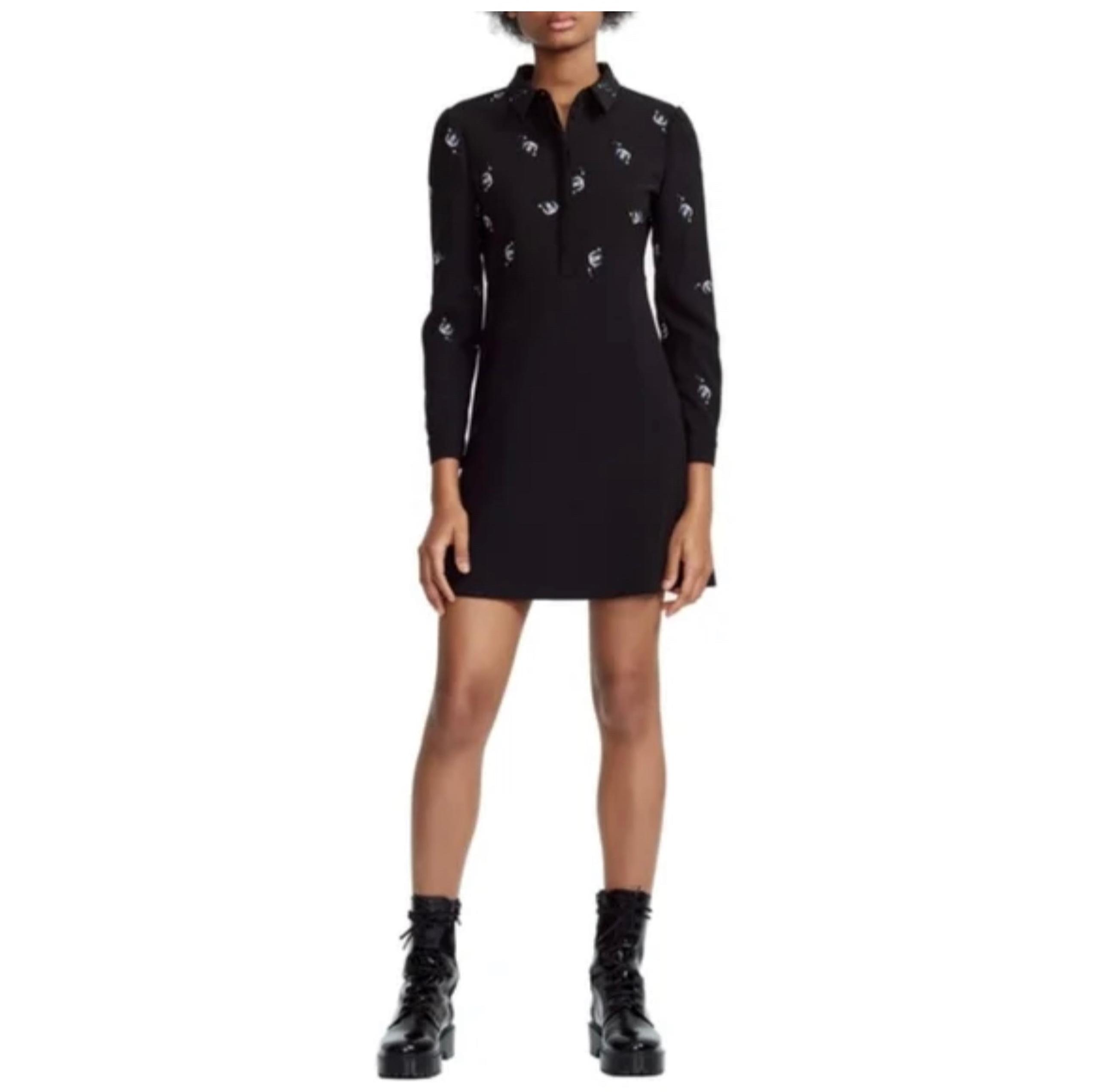 Maje Riwest Embroidered Cotton Shirtdress Size 3