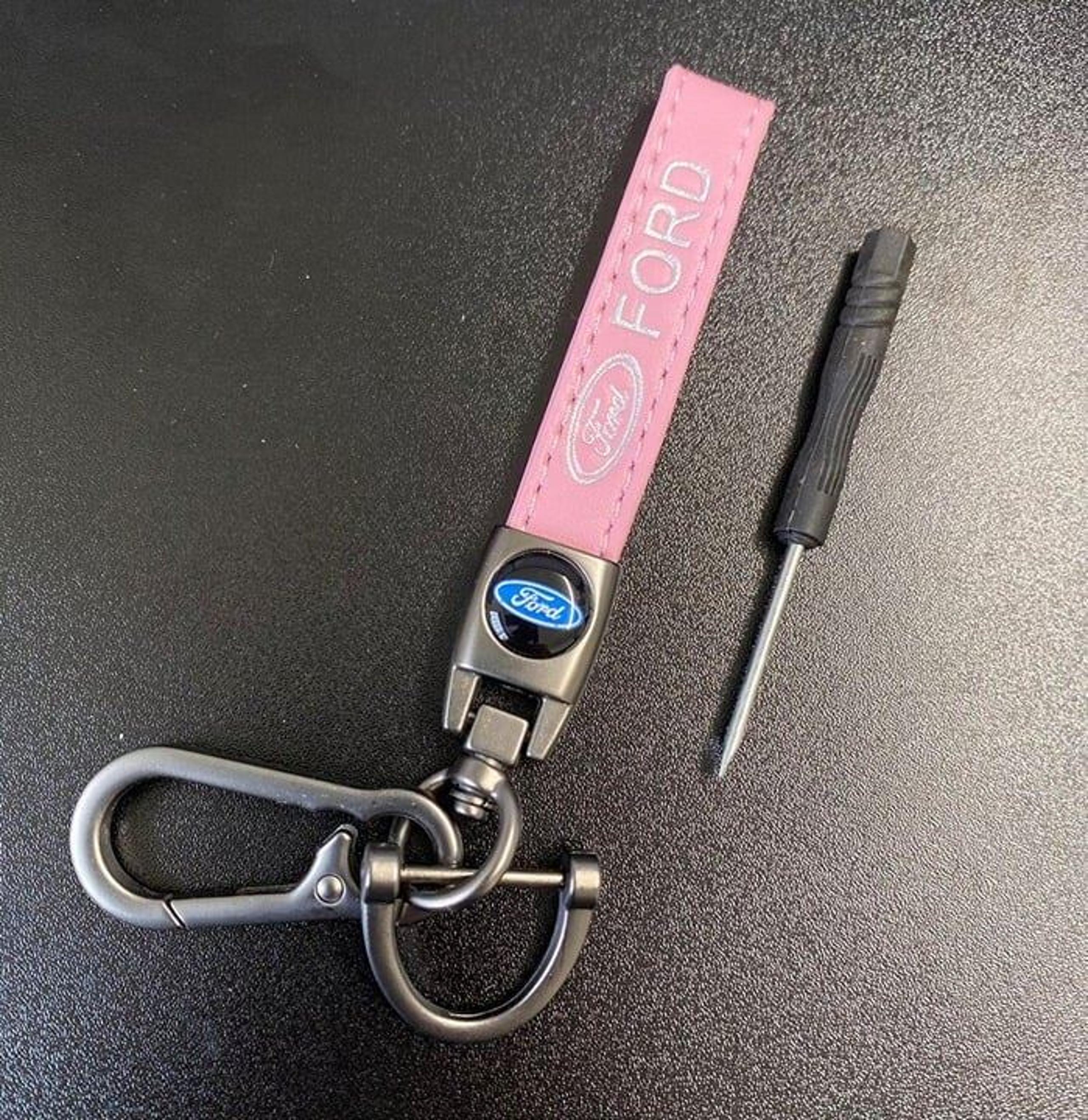 for FORD Touring Key Ring Lanyard Accessories Pink Key Chain Keyring Genuine Lea