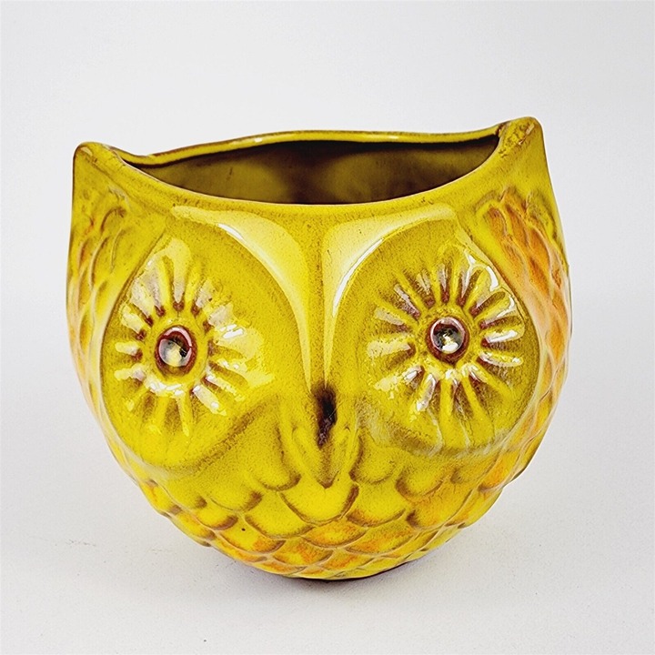 Vintage Pacific Stoneware People Lover Jean Ellsworth Yellow Owl Planter - 4