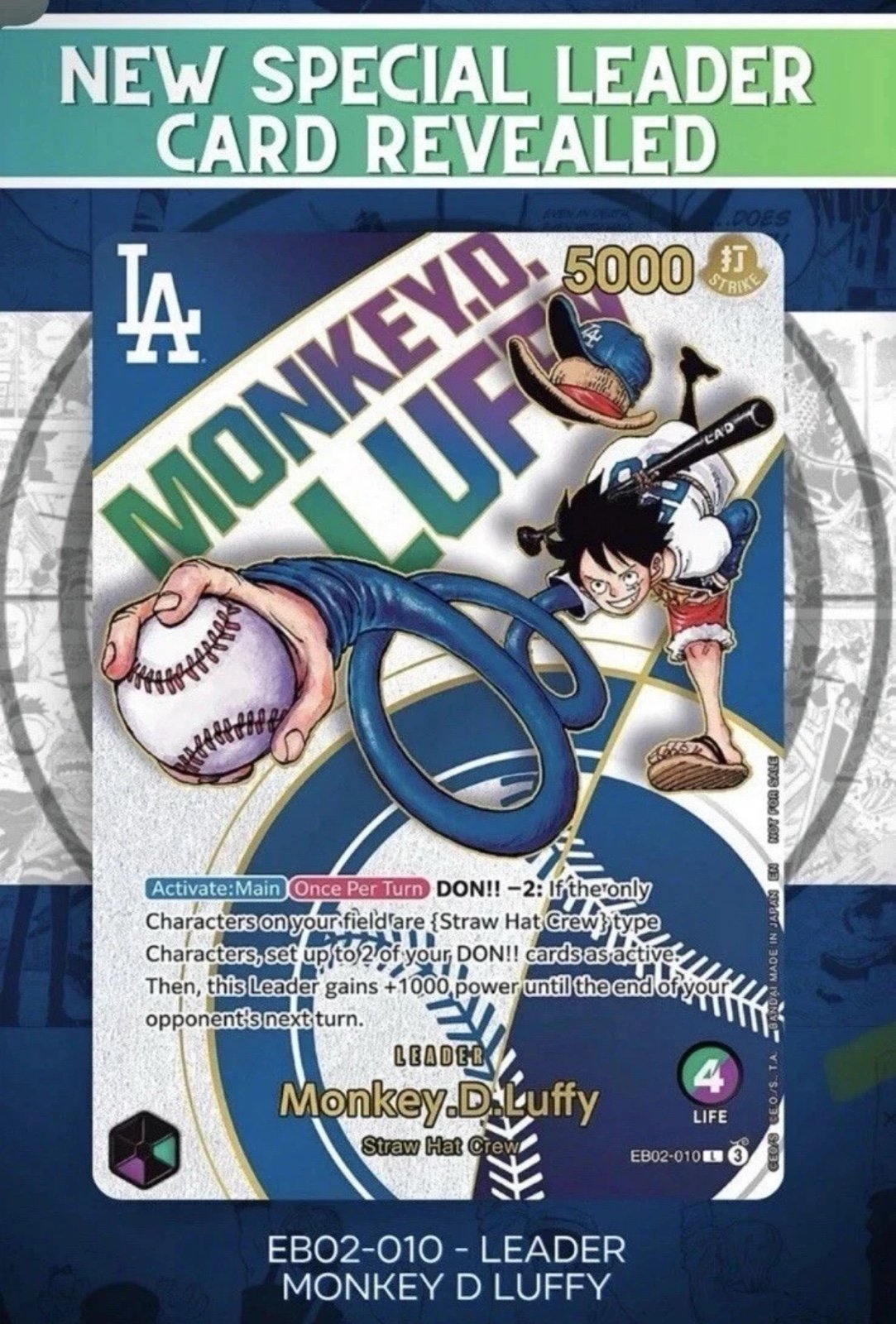 Rare One Piece/LA Dodgers Monkey D. Luffy card (mint) unrated