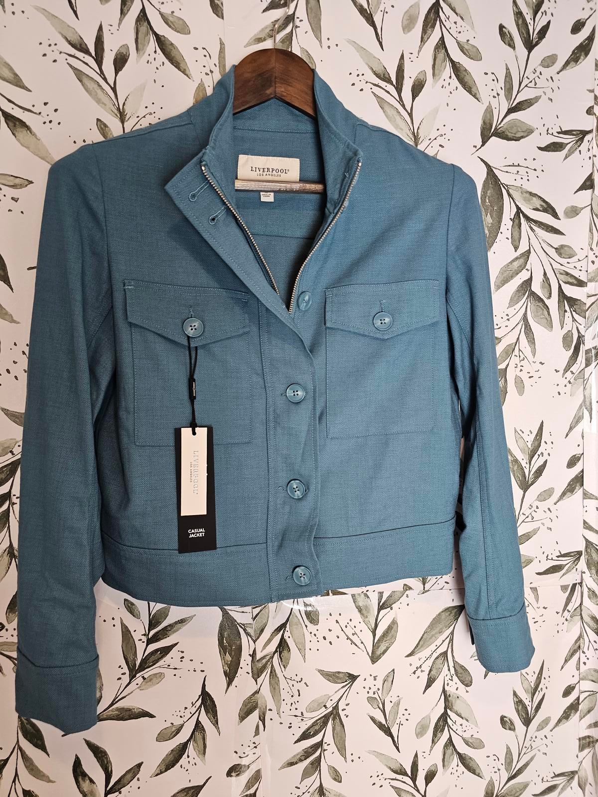 NWT Liverpool Jacket Blue Womens Size XS Designer