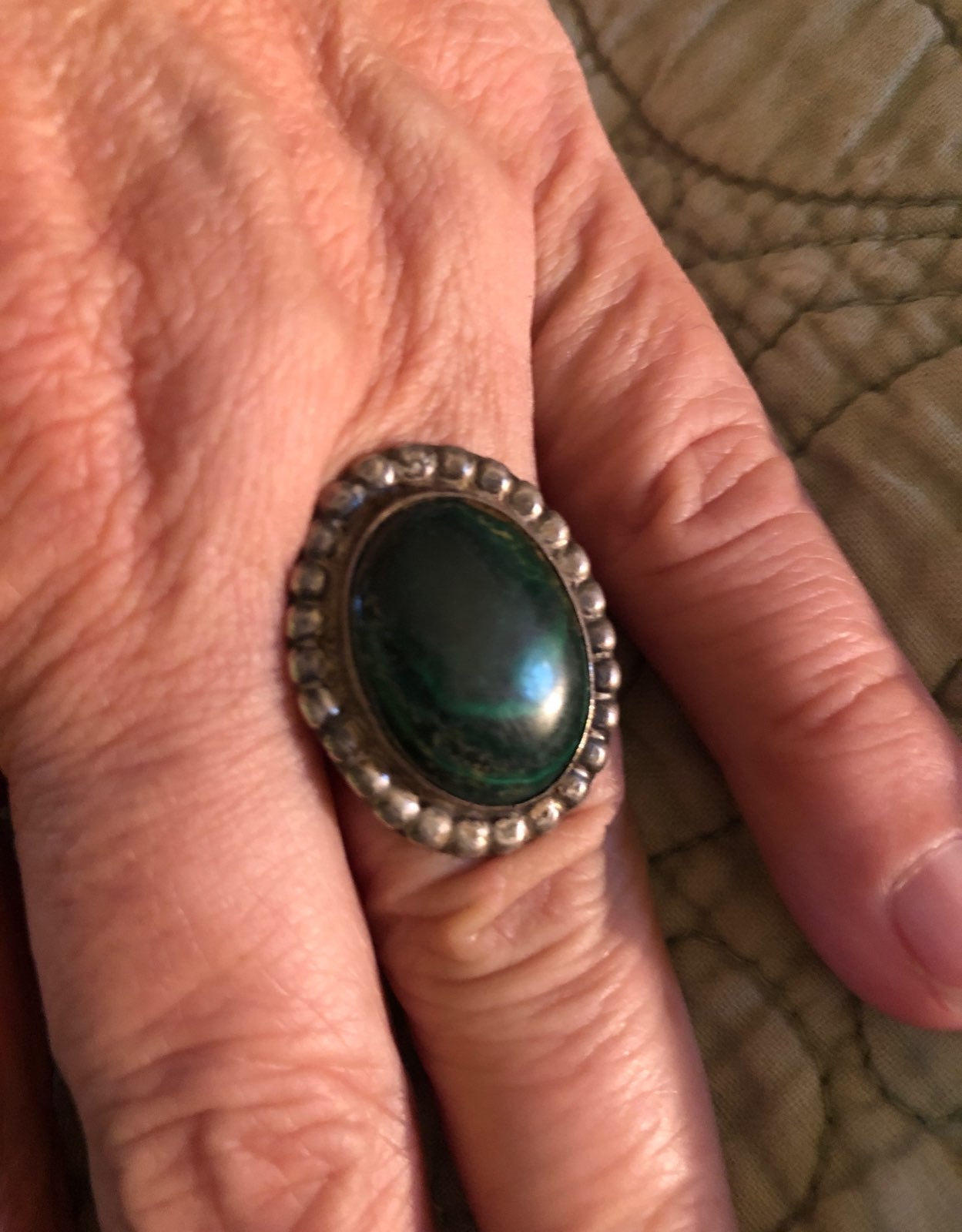 Sterling malachite ring 6 1/2