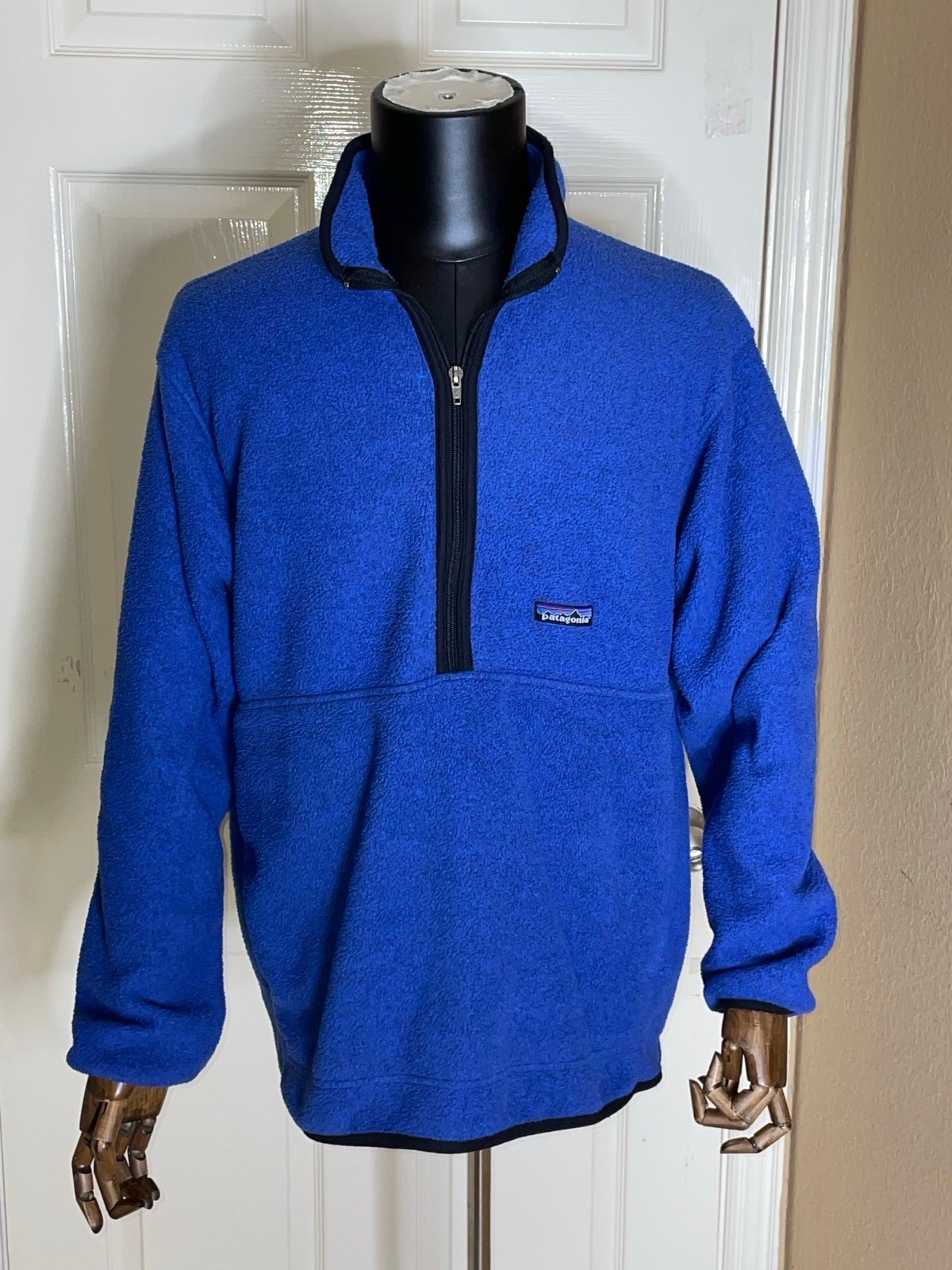 Vintage Patagonia Synchilla Fleece Blue Pullover 1/4 Zip Sweatshirt Large