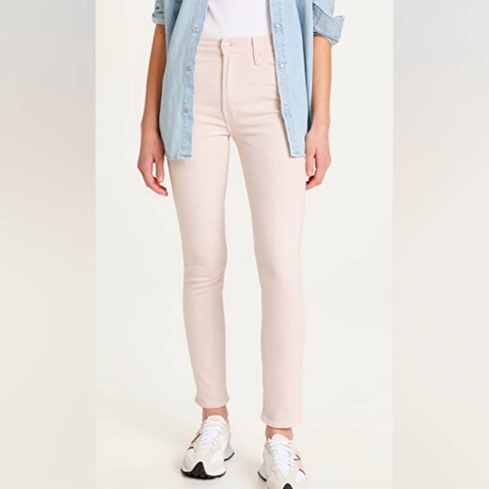 New Mother Denim The Dazzler Hover Ankle Length Pale Peach Size 25