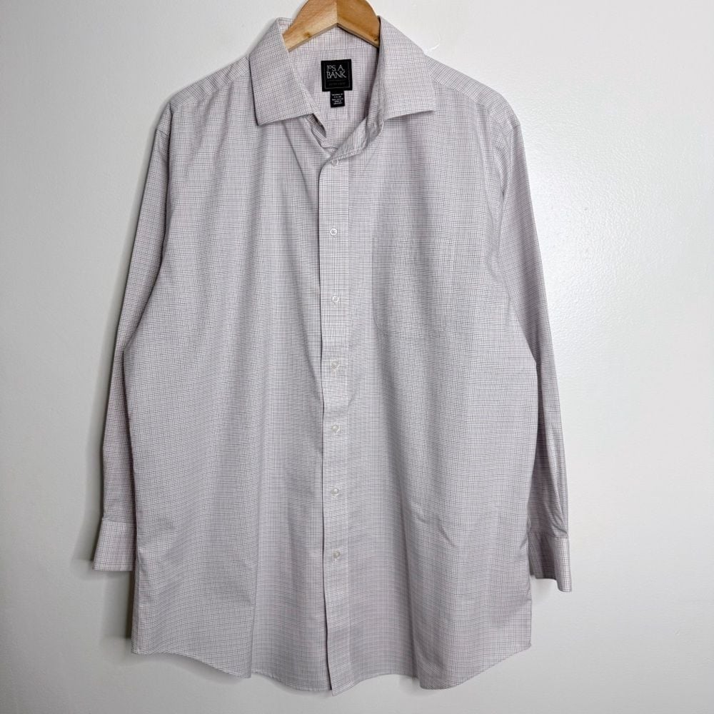 NWOT Jos. A. Bank Traveler Tailored Fit Cotton White Button Down Shirt 17 1/2-33