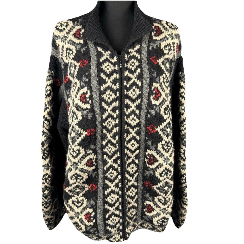 Vintage Maurices Shetland Wool Women's Sweater Cardigan Full Zip Size Large