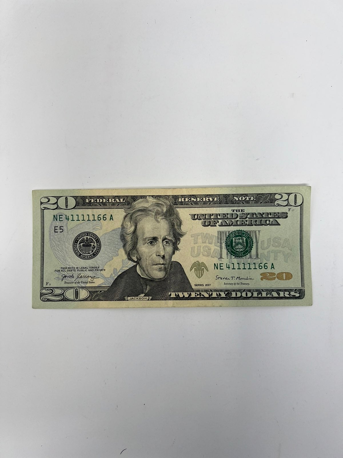 Fancy 20 Note Serial #NE41111166A