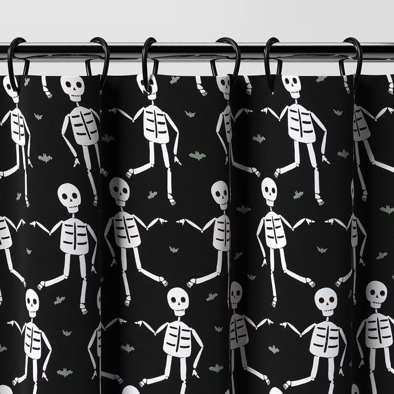 Glow-in-the-Dark Skeleton Halloween Shower Curtain