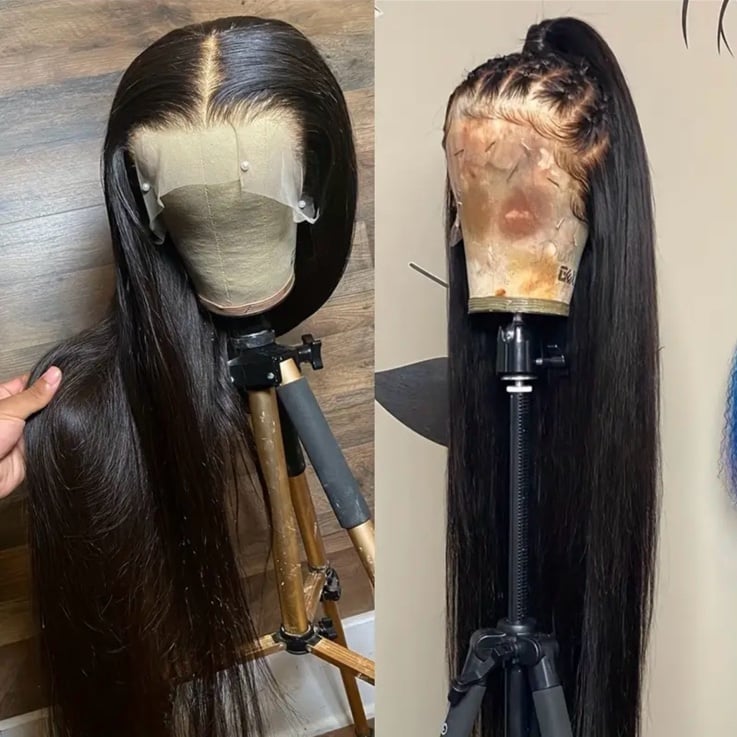 26 Inch long straight black hair wig