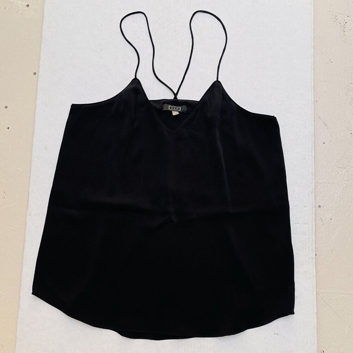 AYR Silk Cami Top Spaghetti Strap Womens 12 Black Goth Whimsygoth Lightweight