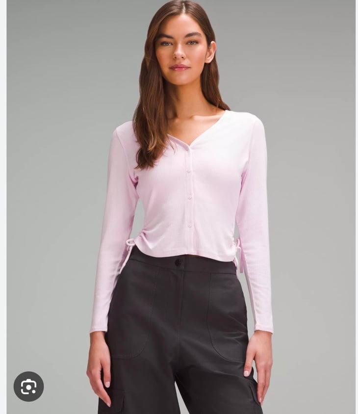 Lululemon Side-Cinch Ribbed Cardigan/ Meadowsweet Pink/ size 2/ NWT