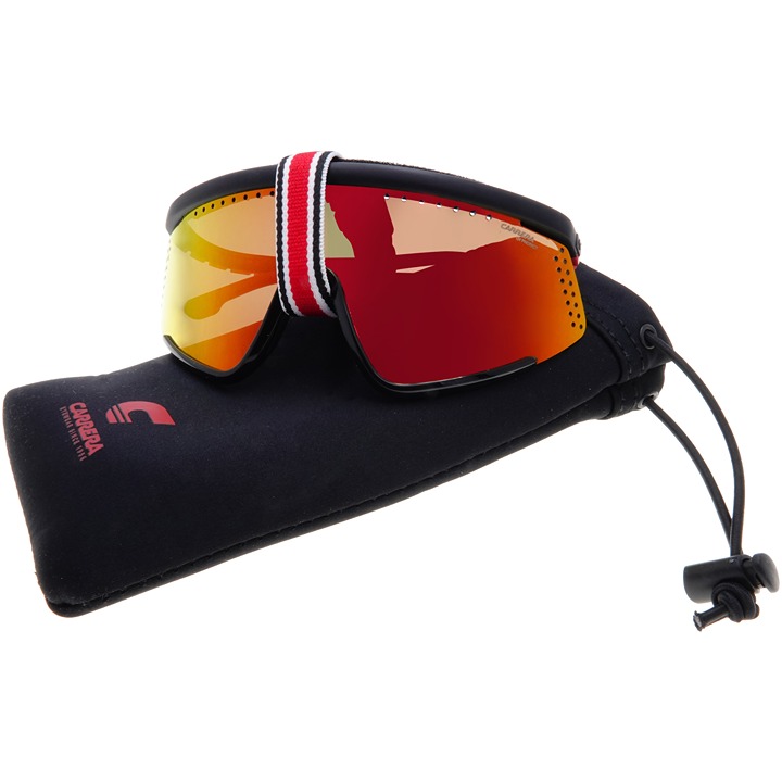 Carrera Mask Shield Sunglasses HYPERFIT 10/S BLX99 Matte Black Red Mirror Unisex