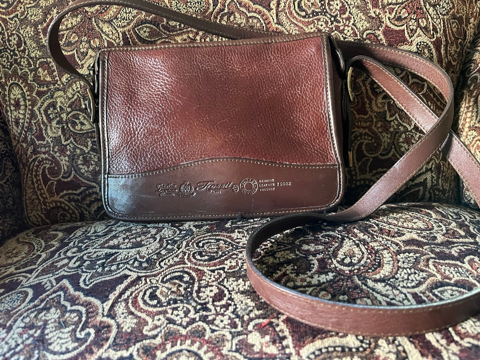 FOSSIL 1954 Crossbody Messenger Bag Brown Pebble Leather 75082