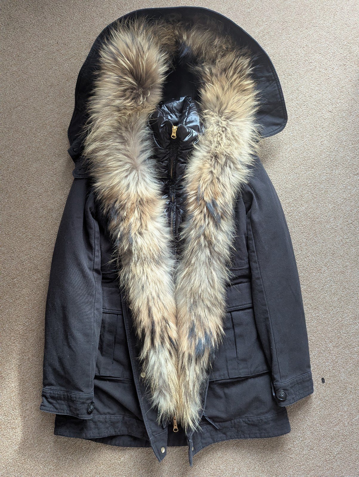 WOOLRICH WOMEN'S PARKA WITH DETACHABLE  DOWN PUFFER JACKET HOODED FUR TRIM Small